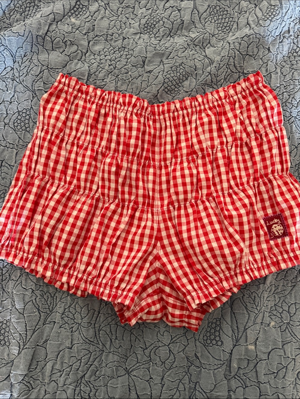 Free people red Gingham High-Waist Women’s Shorts bloomers size medium